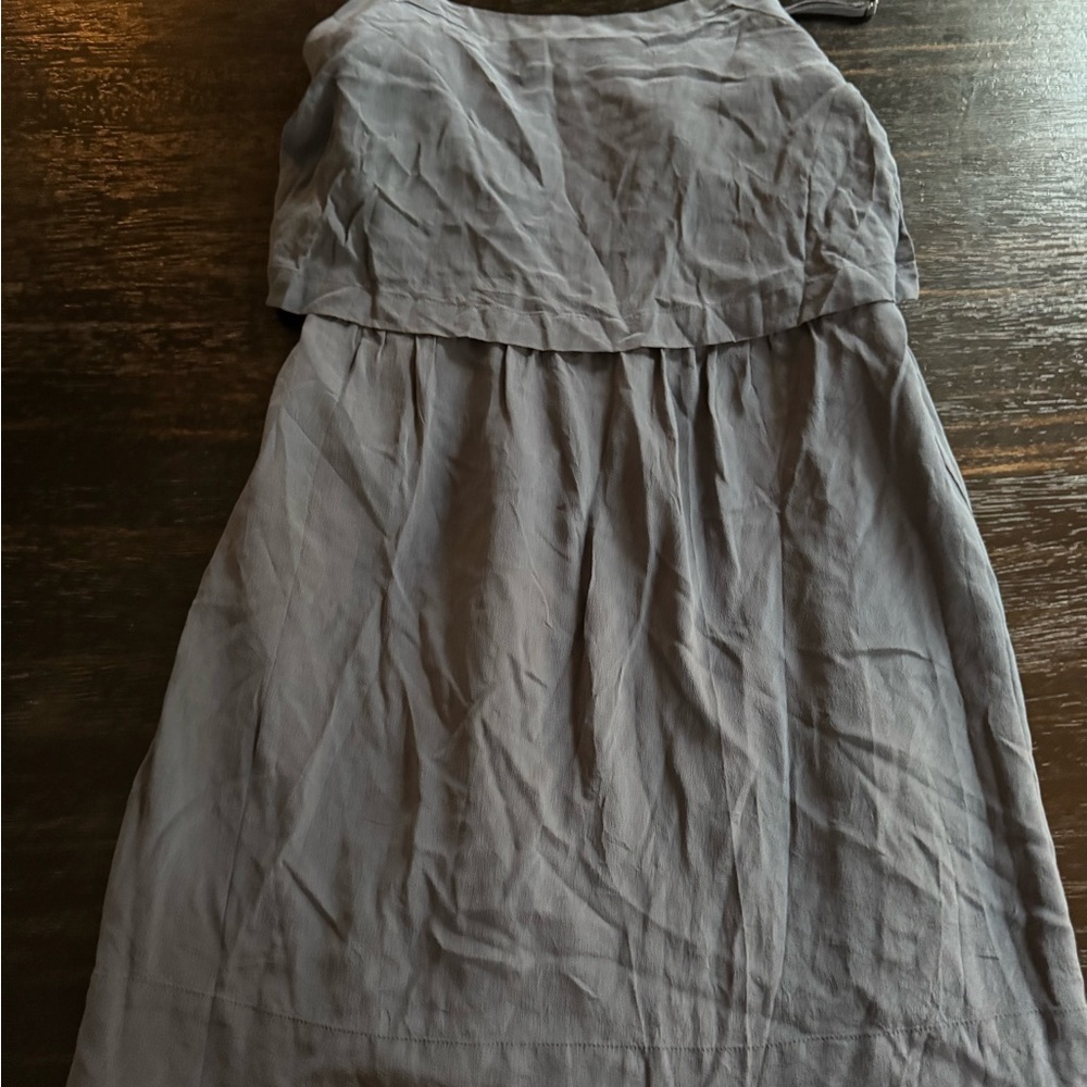 100% Silk Madewell Sleeveless Dress Sz 4 / Small. Dusty Blue. Spaghetti Strap. - Picture 2 of 4